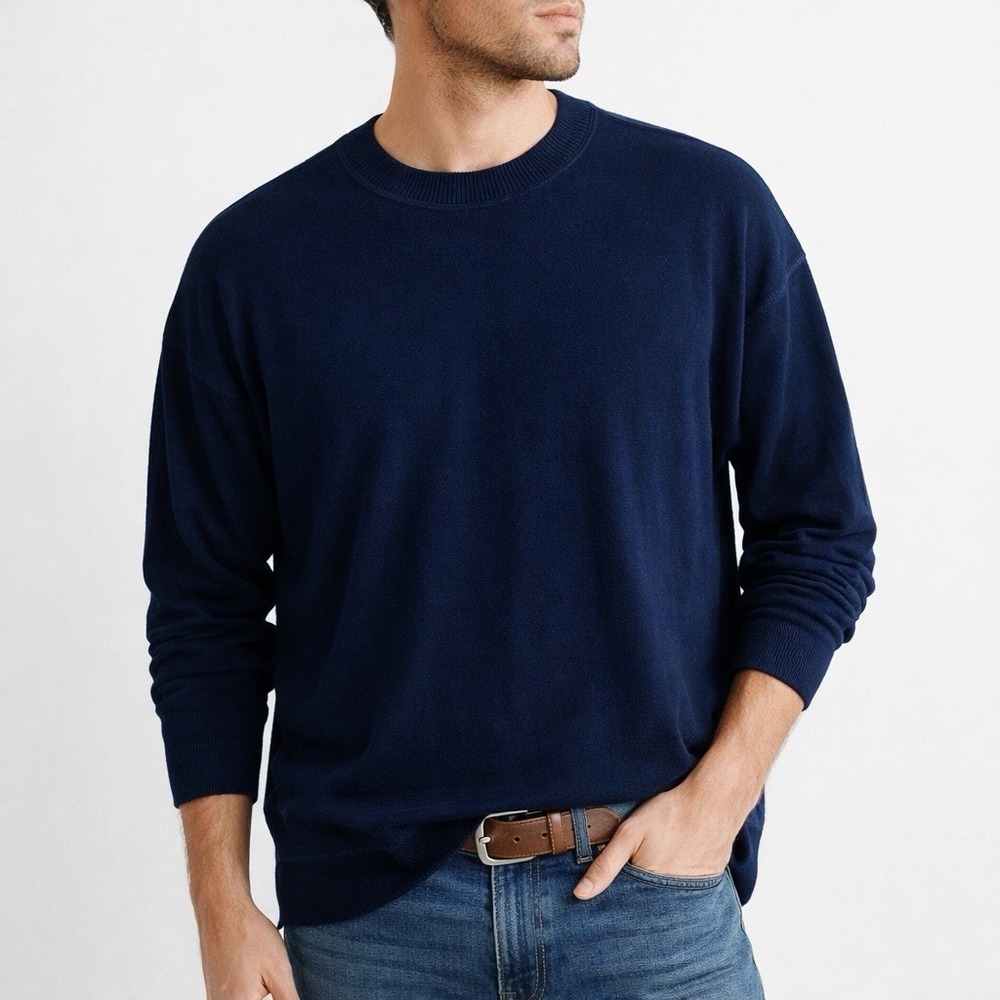 Lucky Brand Men's XL Sweater Navy Blue Soft Classic Preppy Pullover Viscose EUC